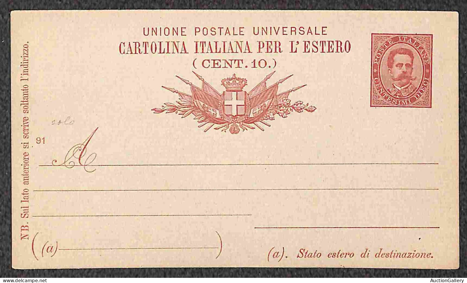 Regno - Interi - Lotto Di Due Cartoline Postali 10 Cent Entrambe Con Mill. 91 (C17/18) Nuove - Andere & Zonder Classificatie