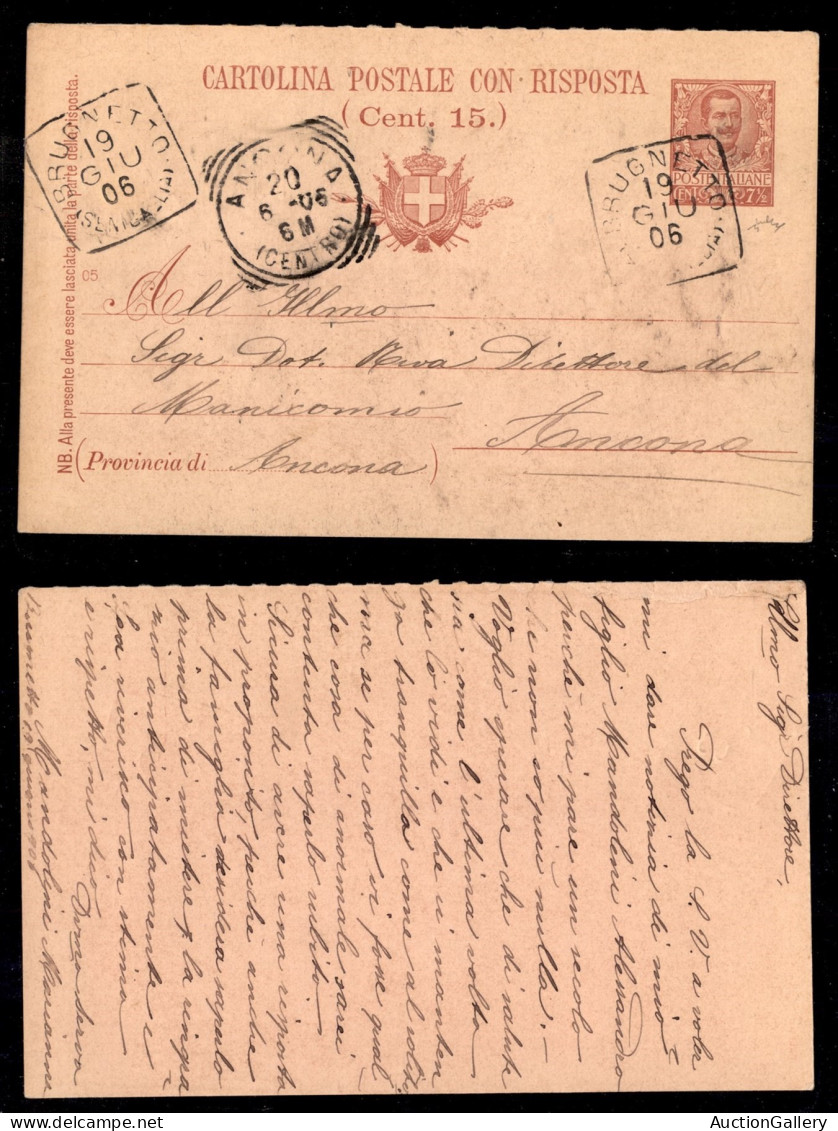 Regno - Interi - Brugnetto (Senigallia) - Cartolina Postale Da 7 1/2 Cent Per Ancona Del 19.6.06 - Chiavarello - Otros & Sin Clasificación