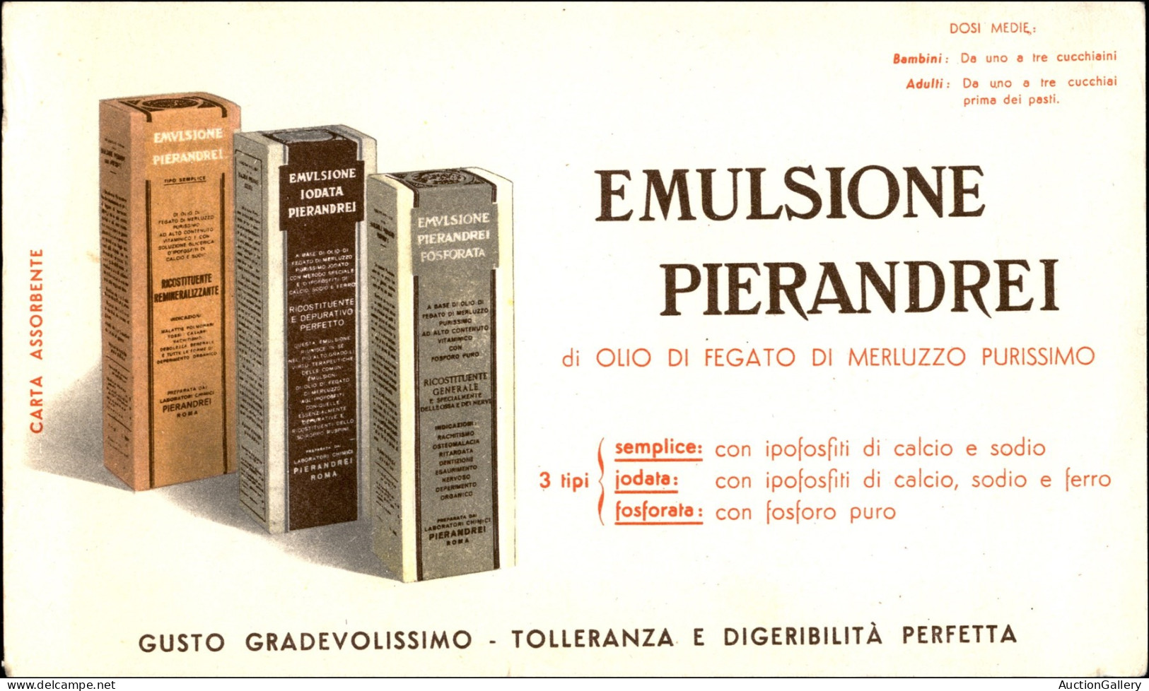 Regno - Documenti/Varie - Emulsione Pierandrei - Carta Assorbente (20 X 12) - Sonstige & Ohne Zuordnung