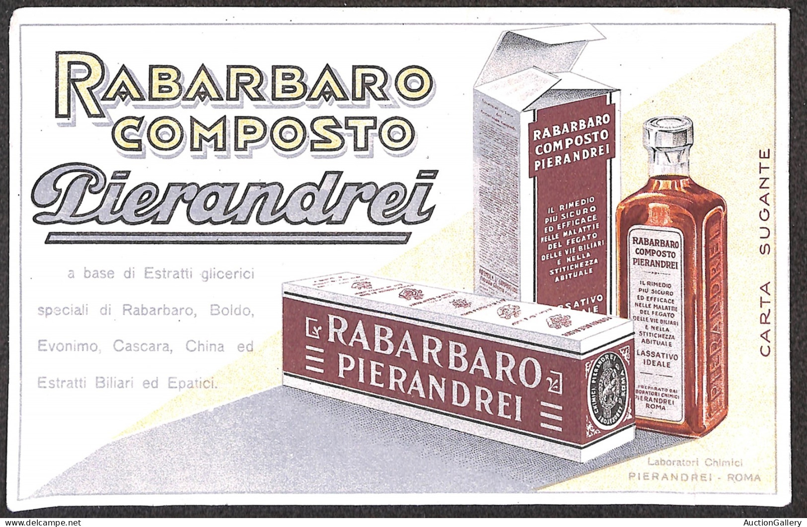 Regno - Documenti/Varie - Rabarbaro Composto Pierandrei – Carta Sugante (14x21) - Other & Unclassified