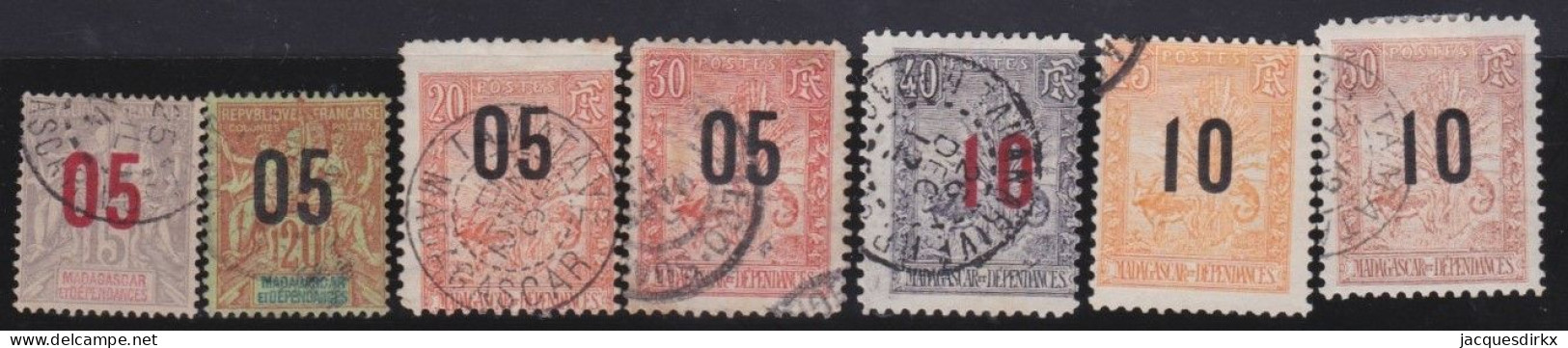 Madagascar   .  Y&T   .    7 Timbres    .      O     .     Oblitéré - Gebraucht