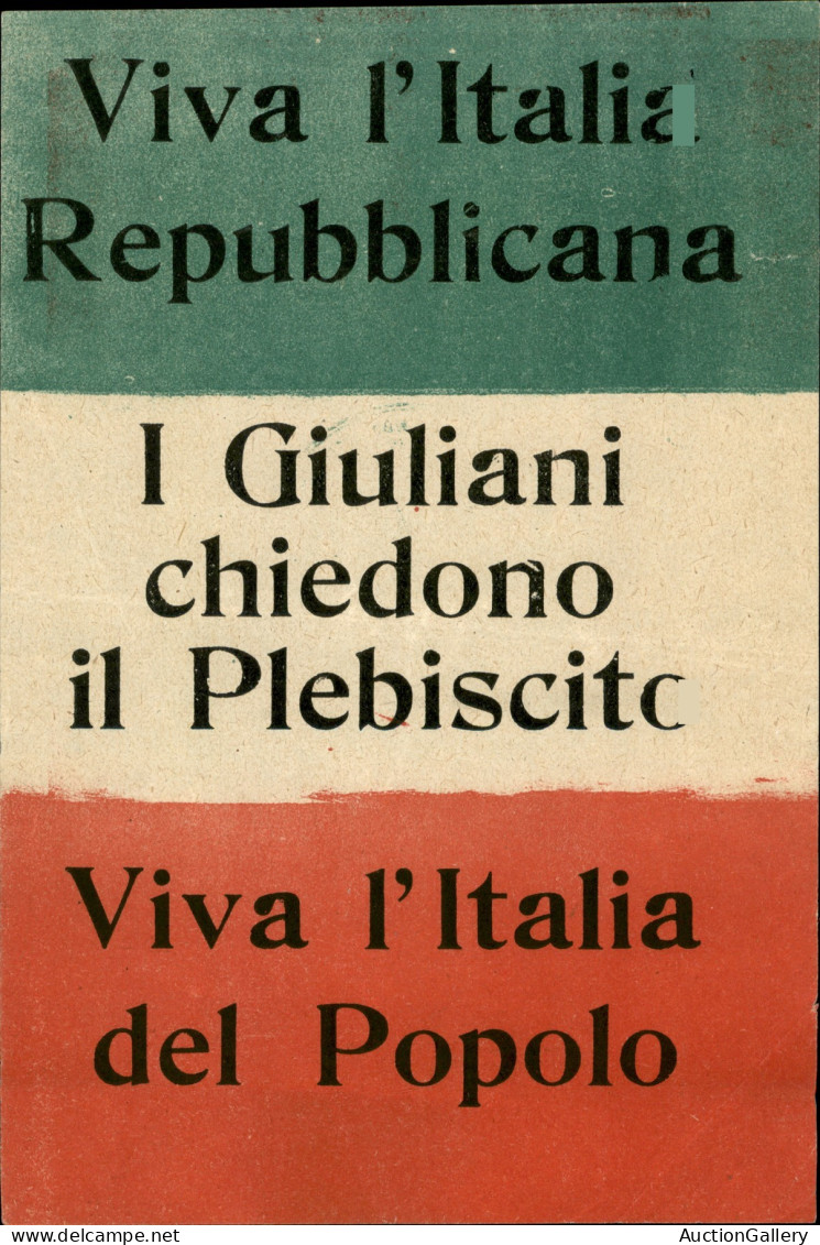 Regno - Volantini Lanciati Da Aereo - 1946 - I Giuliani Chiedono Il Plebiscito - Volantino Tricolore - Sonstige & Ohne Zuordnung
