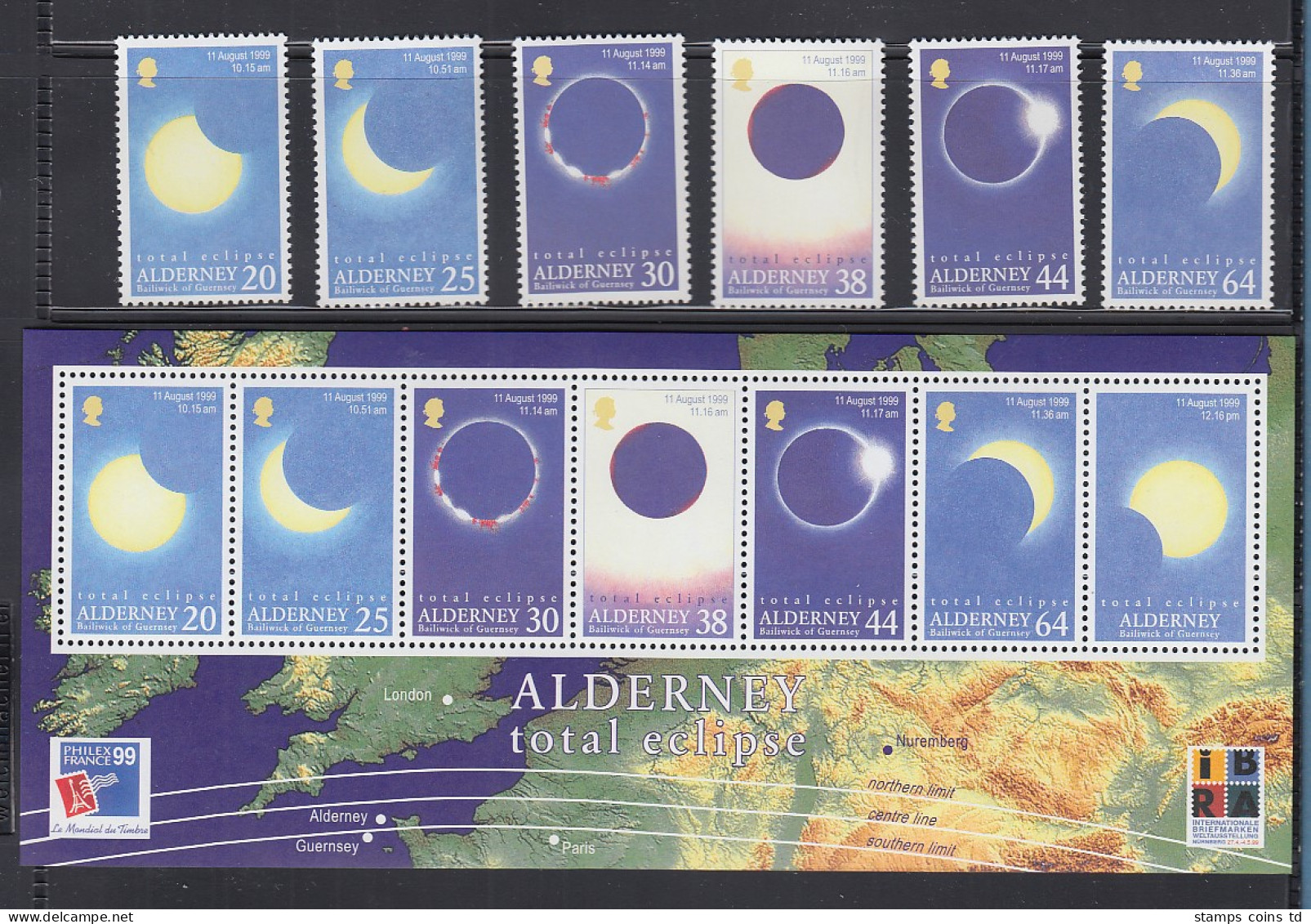 Guernsey-ALDERNEY kleine Sammlung 1983-2000 (Aug.) kpl. ** 164 Marken, 8 Blocks