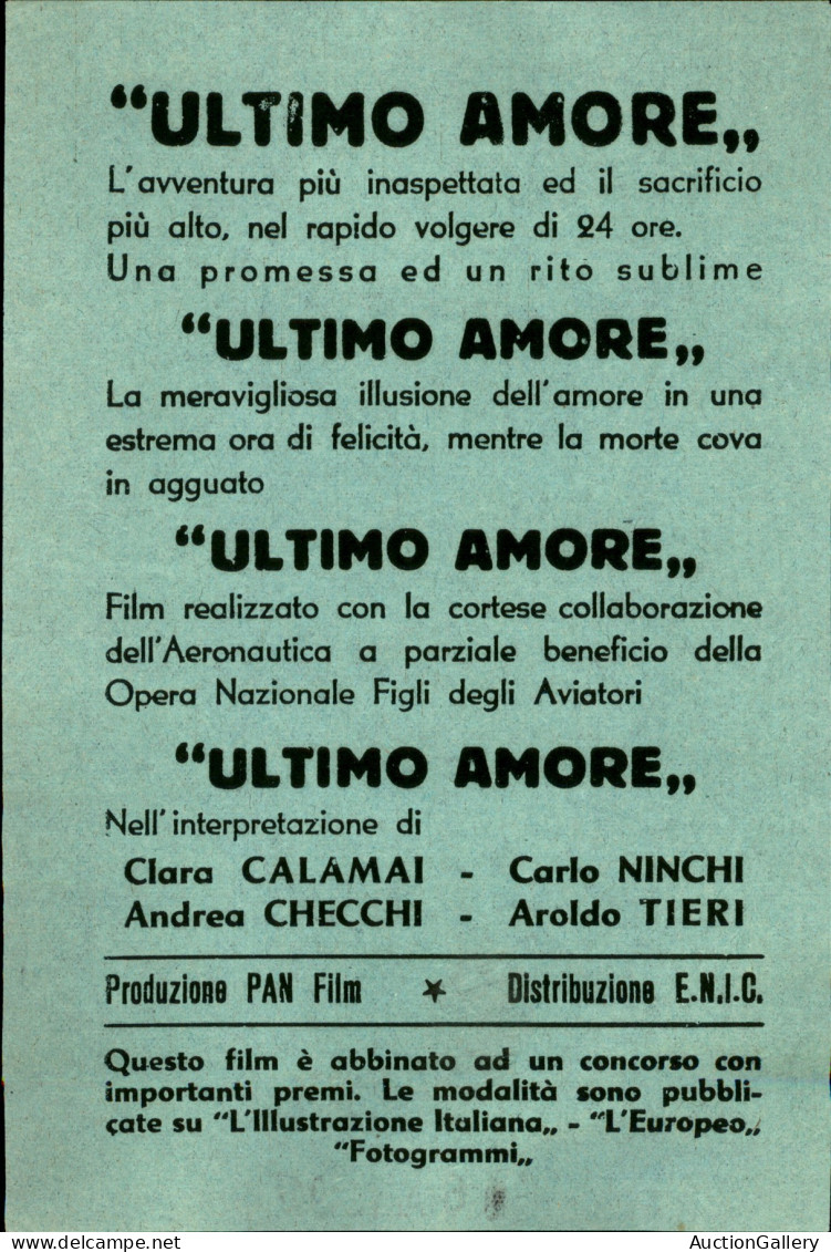 Regno - Volantini Lanciati Da Aereo - 1947 - Ultimo Amore - Pan Film - 16 Aprile - Volantino Su Carta Celeste - Sonstige & Ohne Zuordnung