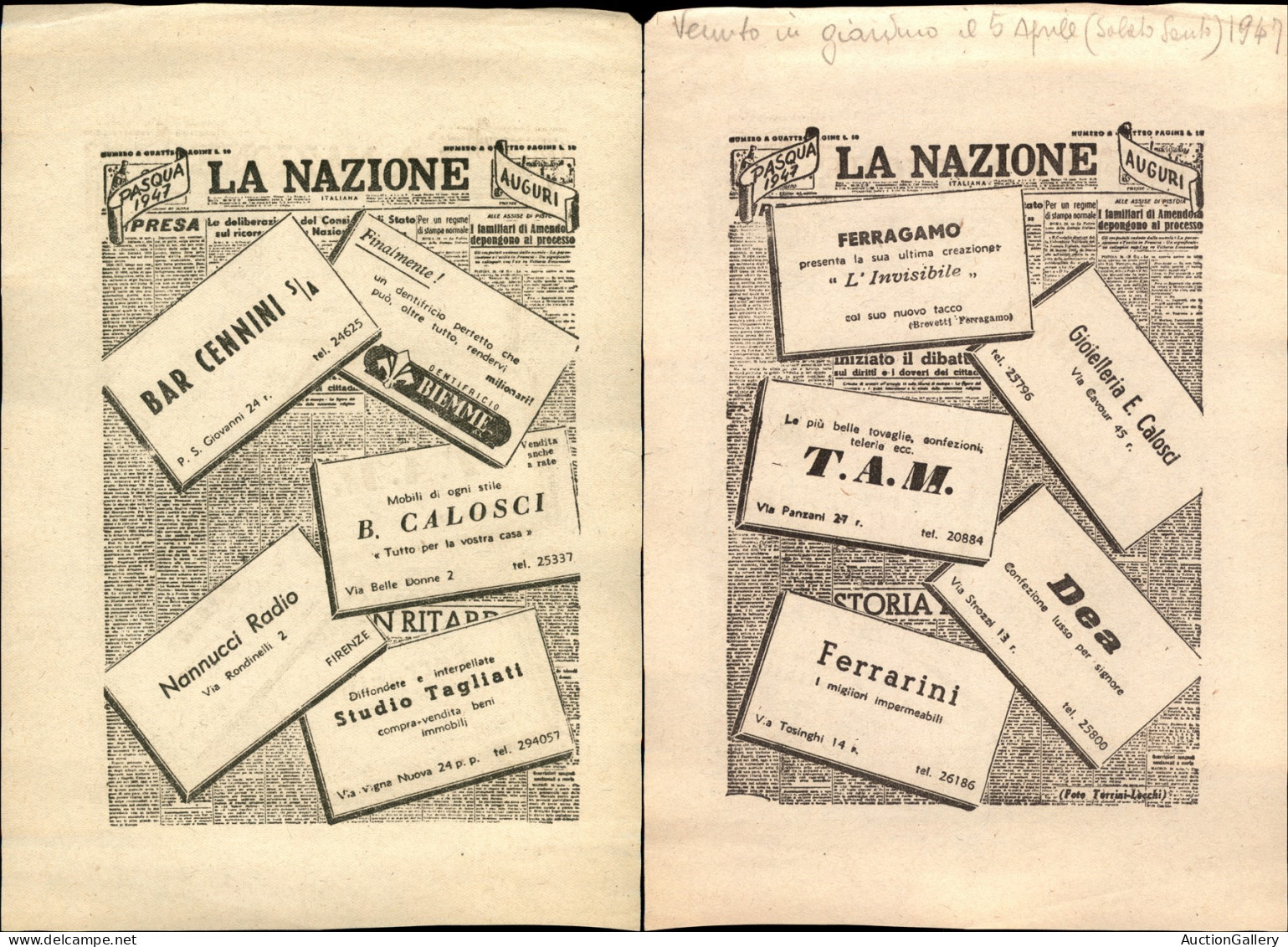 Regno - Volantini Lanciati Da Aereo - 1947 - La Nazione - Pasqua '47 - Volantino Pubblicitario - Sonstige & Ohne Zuordnung