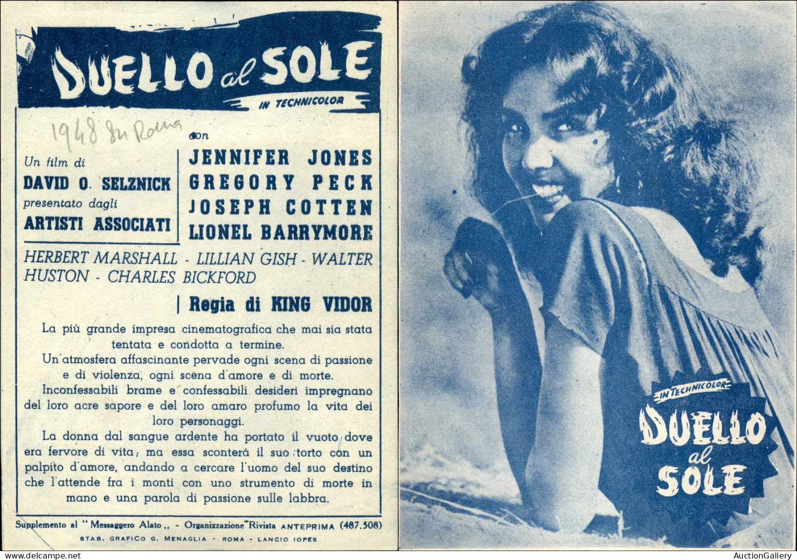 Regno - Volantini Lanciati Da Aereo - 1948 - Duello Al Sole In Technicolor - Volantino Pubblicitario - Sonstige & Ohne Zuordnung