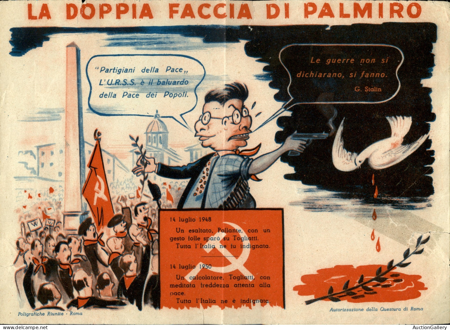 Regno - Volantini Lanciati Da Aereo - 1948/1950 (14 Luglio) - La Doppia Faccia Di Palmiro - Volantino Illustrato - Strap - Other & Unclassified