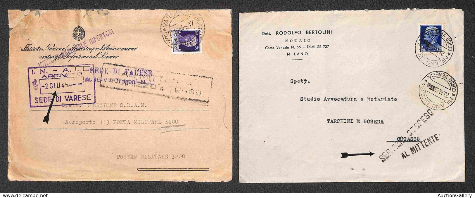 RSI - 1943 - Ottobre (1 + 4 + 18 + 23 + 26) - Quattro Buste E Una Cartolina Postale Con Affrancature Del Periodo - Other & Unclassified