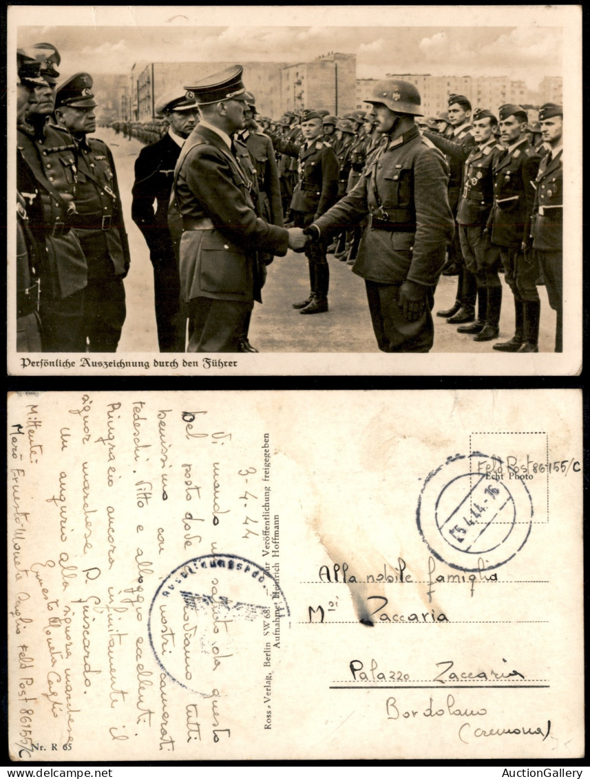 RSI - Feldpost 86155/c - Cartolina Fotografica (Fuhrer Con Le Truppe) Per Cremona Del 3.4.44 - Other & Unclassified