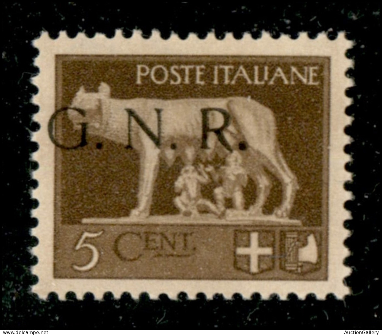 RSI - G.N.R. Brescia - 1943 - 5 Cent (470/Ipc) - Punto Grosso Dopo R - Soprastampa A Sinistra - Gomma Integra - Other & Unclassified