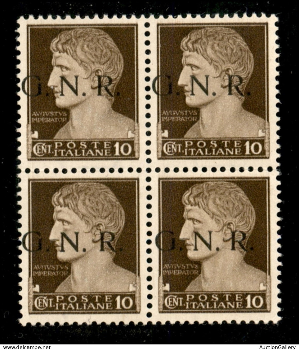 RSI - G.N.R. Brescia - 1943 - 10 Cent (471/Ifd) - Quartina Con Soprastampa A Sinistra - Gomma Integra (200+) - Andere & Zonder Classificatie