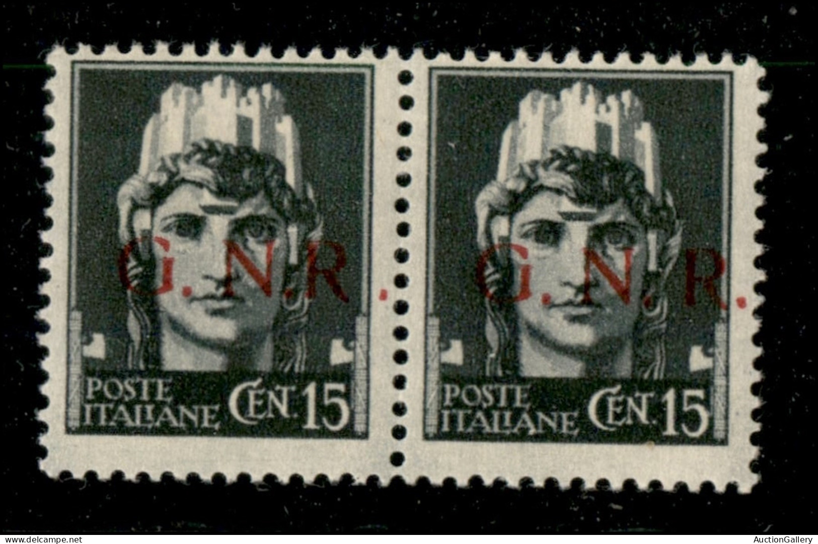 RSI - G.N.R. Brescia - 1943 - 15 Cent (472/Il + 472/I) - Coppia Con R Accostato A Sinistra - Gomma Integra - Other & Unclassified