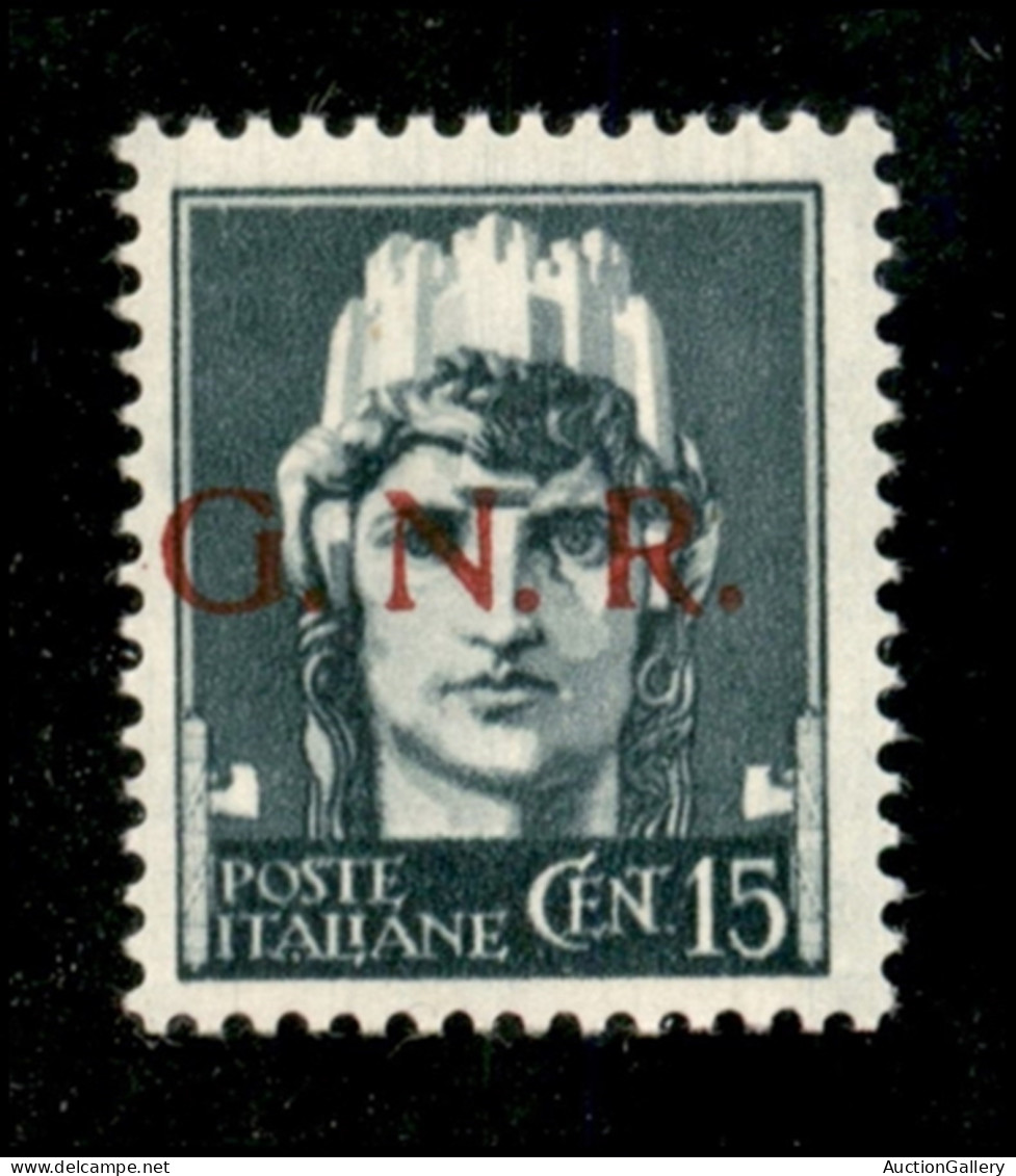 RSI - G.N.R. Brescia - 1943 - 15 Cent (472/I - CEI 3/I) - Seconda Tiratura - Gomma Integra - Cert. AG - Andere & Zonder Classificatie