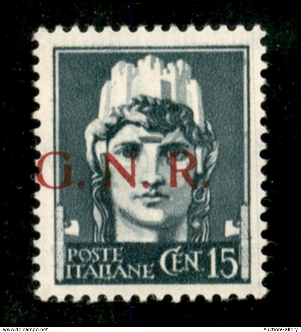 RSI - G.N.R. Brescia - 1943 - 15 Cent (472/I Varietà Fd) Soprastampa Della Seconda Tiratura (CEI 3/I) Spostata A Sinistr - Otros & Sin Clasificación