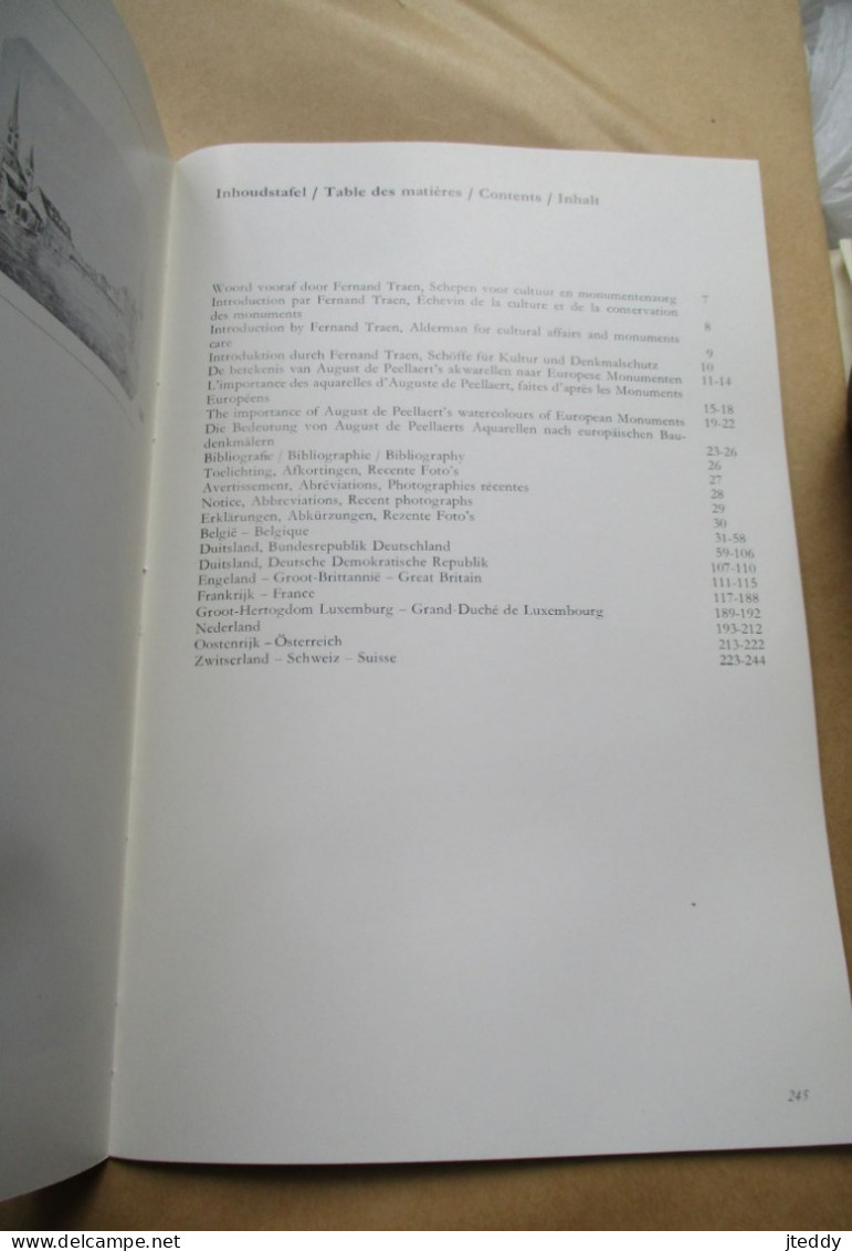 Boek originele uitgave   Brugge 1975  EUROPESE  MONUMENTEN   Akwarellen van  AUGUST  de  PEELLAERT  1793 /  1876