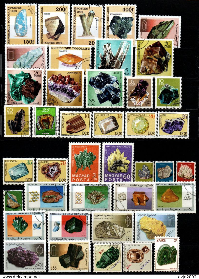 Kleine Sammlung Mineralien Minerals - Aus Aller Welt - Postfrisch MNH + Gestempelt Used - Minéraux