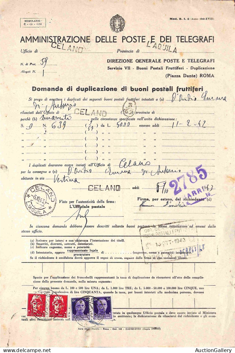 RSI - Documenti/Varie - Imperiale - Coppia Del 50 Cent (251) + Coppia Del 2 Lire (255) - Intera Domanda Di Duplicazione  - Andere & Zonder Classificatie