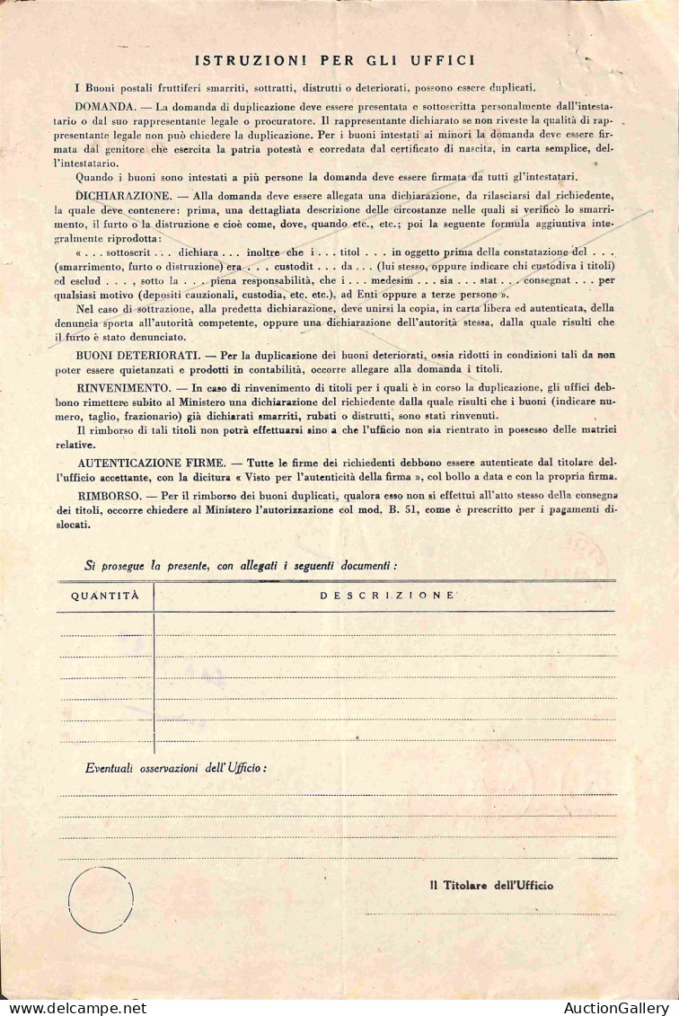 RSI - Documenti/Varie - Imperiale - Coppia Del 50 Cent (251) + 5 Lire (257) - Intera Domanda Di Duplicazione (Mod. B.I.  - Autres & Non Classés