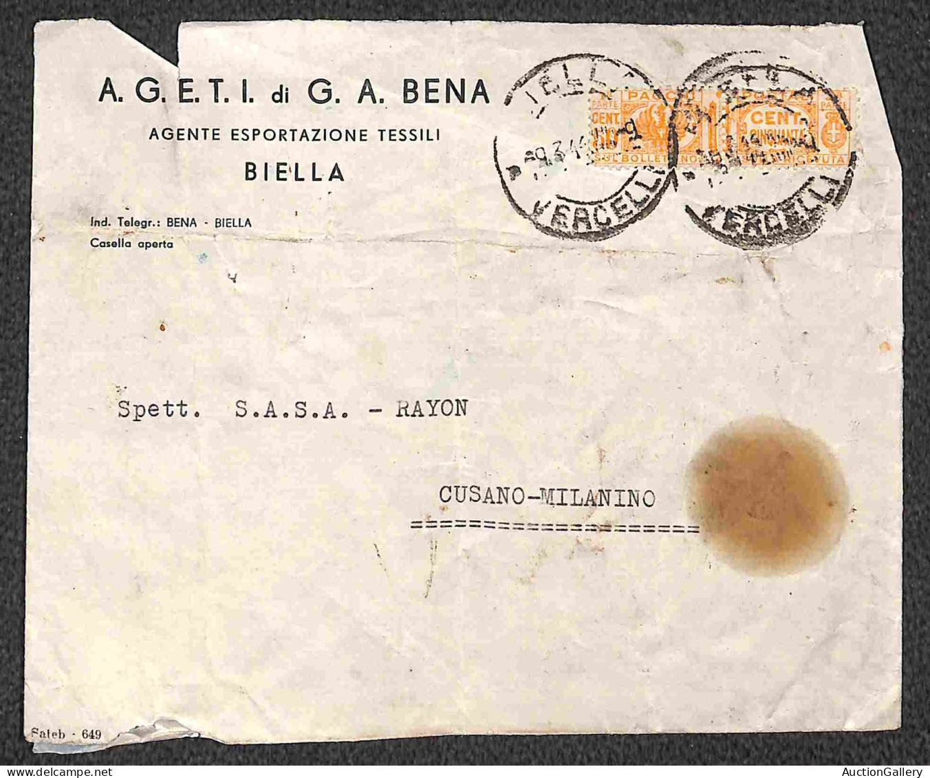 RSI - Documenti/Varie - 1944 - Tre Buste Con Affrancature Di Pacchi Postali Di Regno (26 Coppia/molto Difettoso - 28 - 2 - Autres & Non Classés