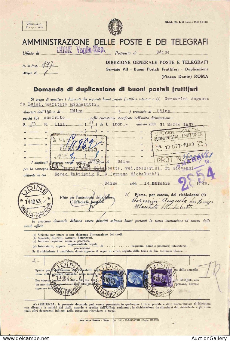 RSI - Documenti/Varie - Imperiale - 50 Cent (251) + Coppia Del 1,25 Lire (253) Su Intera Domanda Di Duplicazione (Mod. B - Otros & Sin Clasificación