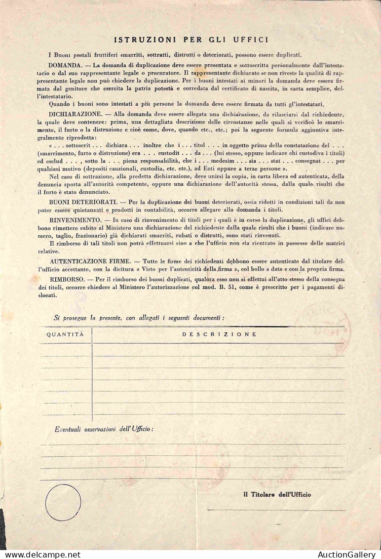 RSI - Documenti/Varie - Imperiale - 50 Cent (251) + Coppia Del 1,25 Lire (253) Su Intera Domanda Di Duplicazione (Mod. B - Sonstige & Ohne Zuordnung