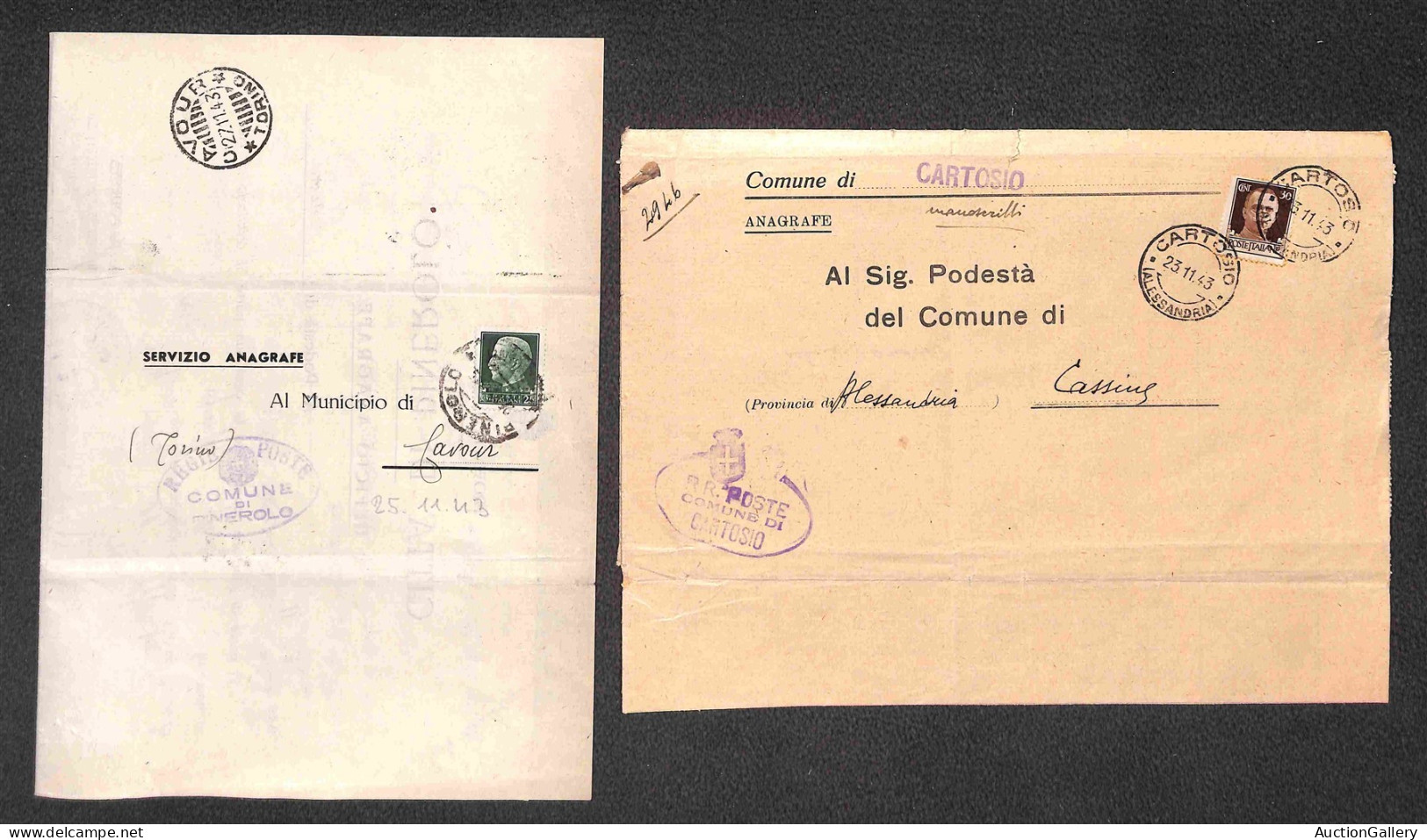 RSI - Documenti/Varie - 1943 - Novembre (15/29) - Otto Corrispondenze Diverse Con Affrancature Del Periodo - Sonstige & Ohne Zuordnung
