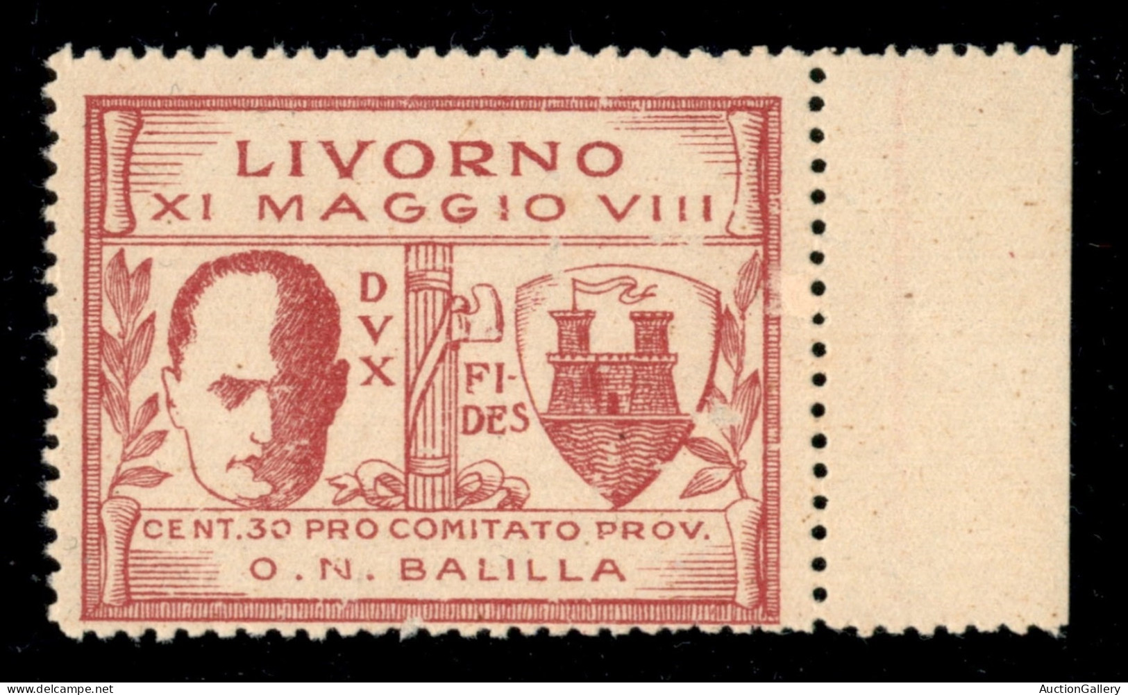 Emissioni Locali - Livorno - 1930 - 30 Cent (1) - Bordo Di Foglio - Gomma Integra Con Lievi Abrasioni Al Recto - Chiavar - Other & Unclassified