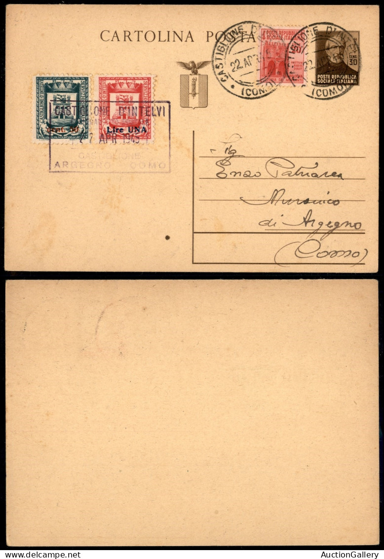 Emissioni Locali - Castiglione D'Intelvi - Soprastampati (18/19) + Complementare (504) Su Cartolina Postale Mazzini (112 - Other & Unclassified