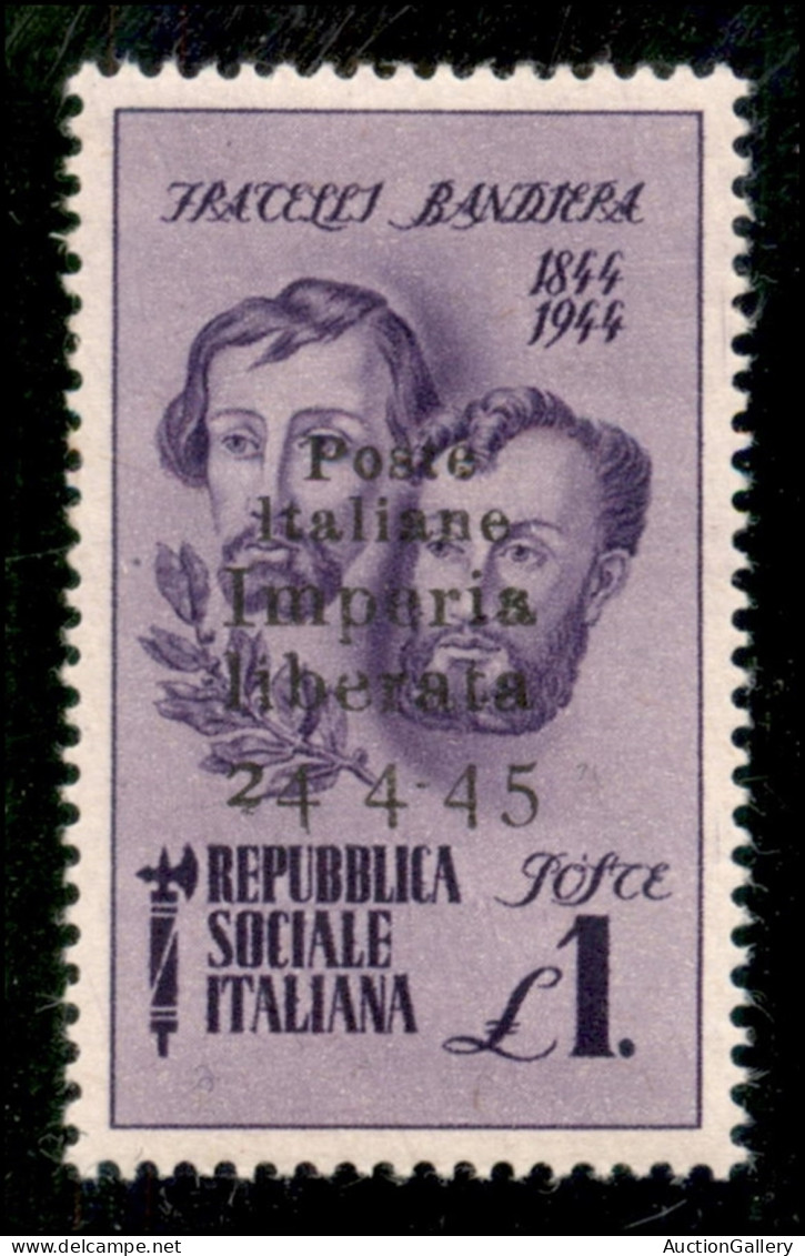 C.L.N. - Imperia - 1945 - 1 Lira Bandiera (14d) - Senza Trattini - Gomma Integra - Other & Unclassified