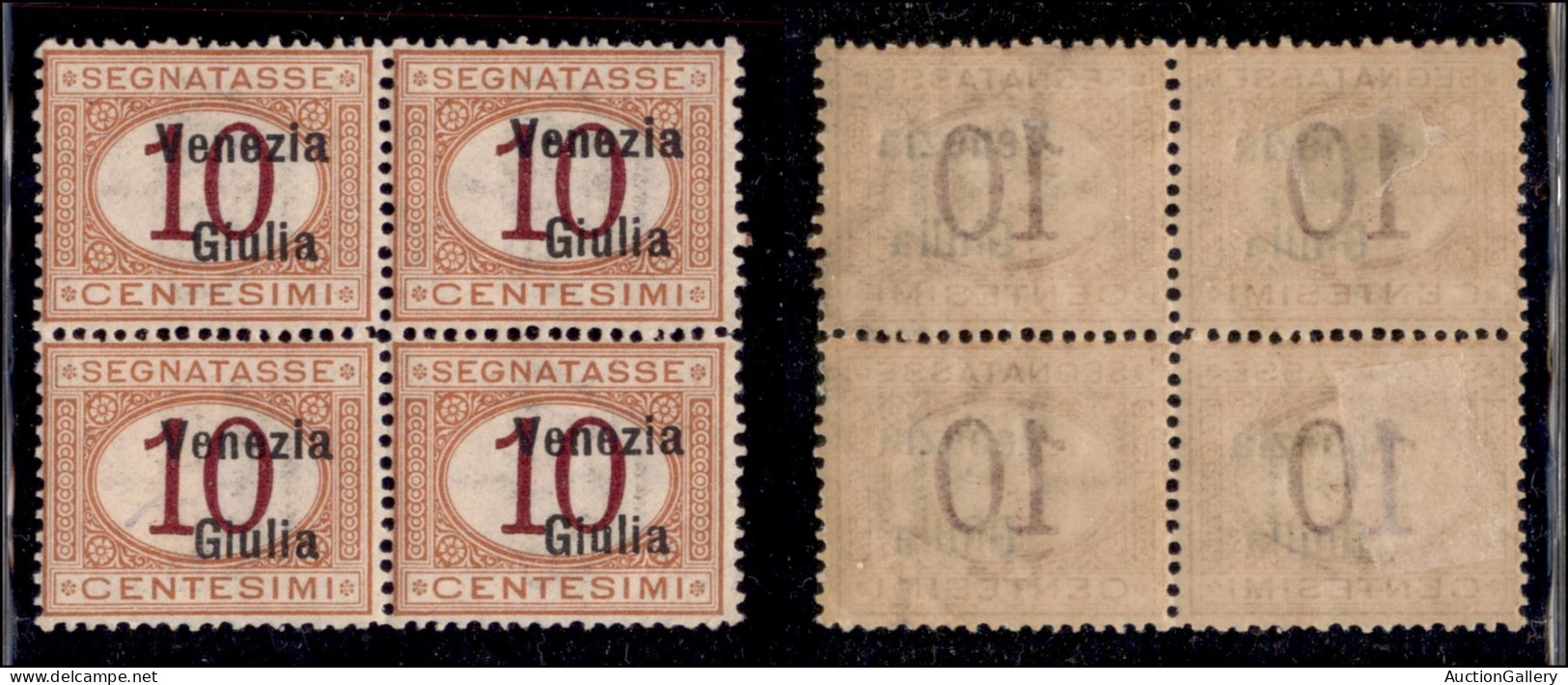 Occupazioni I Guerra Mondiale - Venezia Giulia - 1918 - 10 Cent Segnatasse (2e) In Quartina Con Soprastampa A Destra - C - Sonstige & Ohne Zuordnung