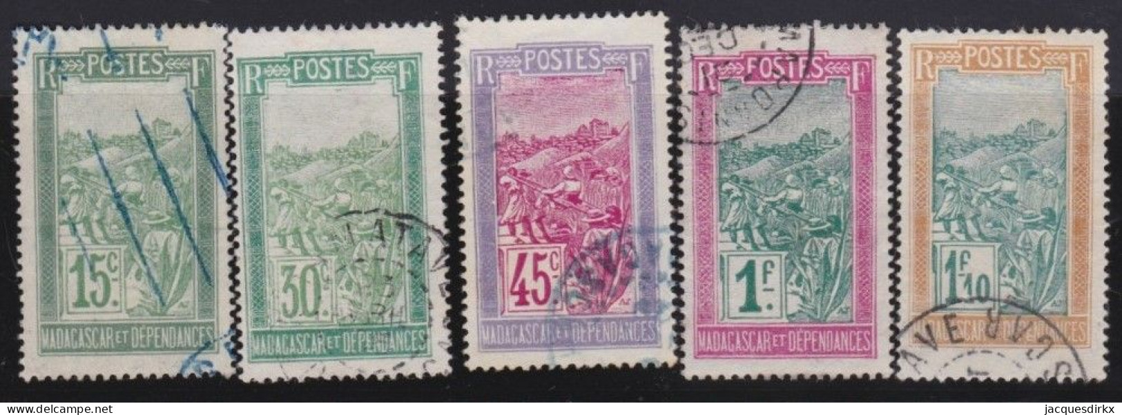 Madagascar   .  Y&T   .    5 Timbres    .      O     .     Oblitéré - Usados