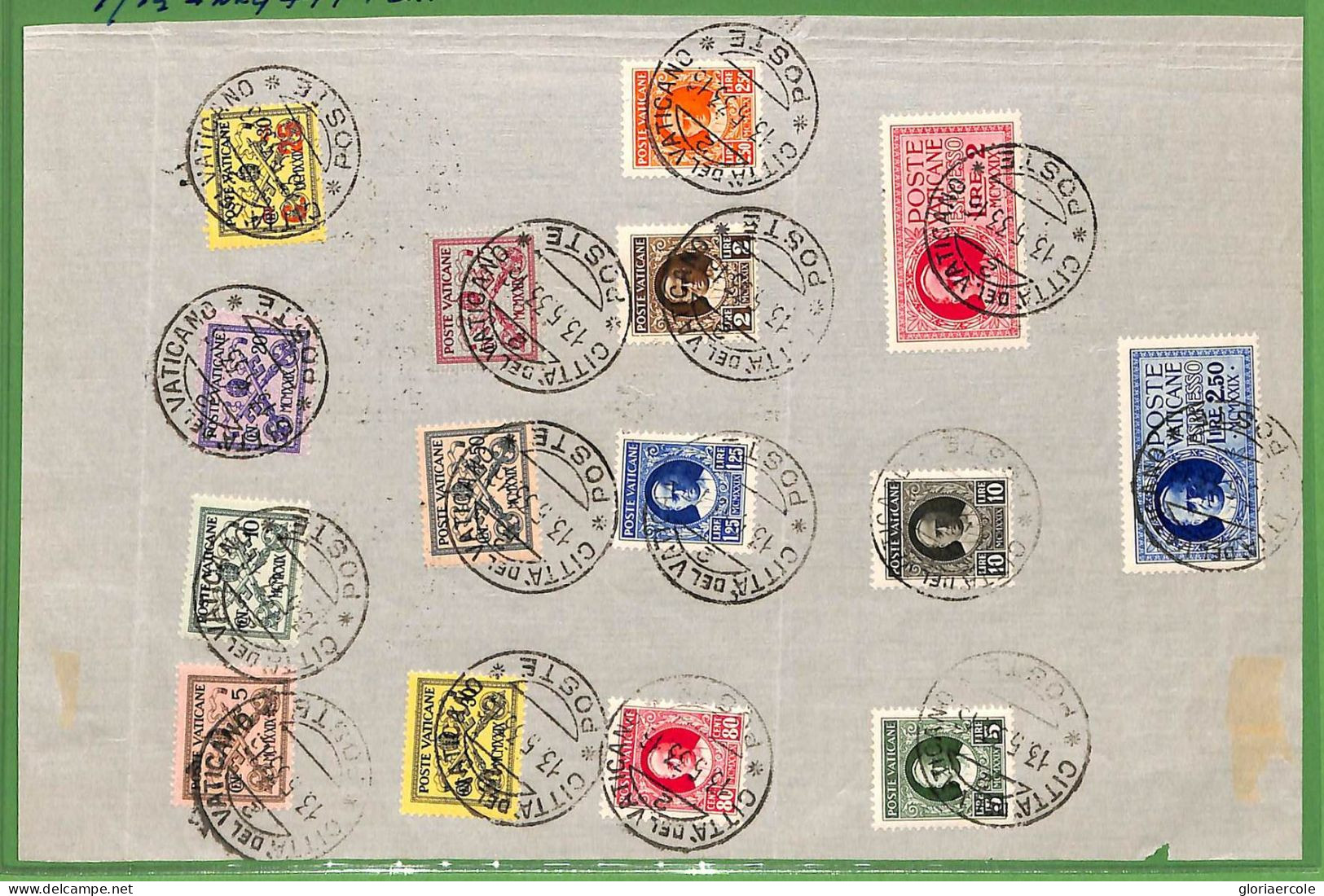 ZA1622 - VATICANO - FRANCOBOLLI Sassone # 1/13 (-4)  + 14 + E1/E2 Su FOGLIO 1933 - Gebraucht