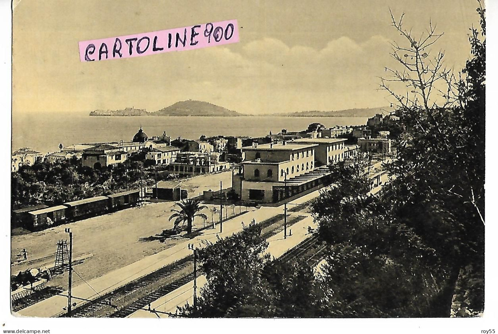 Lazio Formia Stazione Ferroviaria Veduta Interno Stazione Treno Merci In Sosta Veduta Esterno Stazione Panorama Anni 50 - Stazioni Con Treni