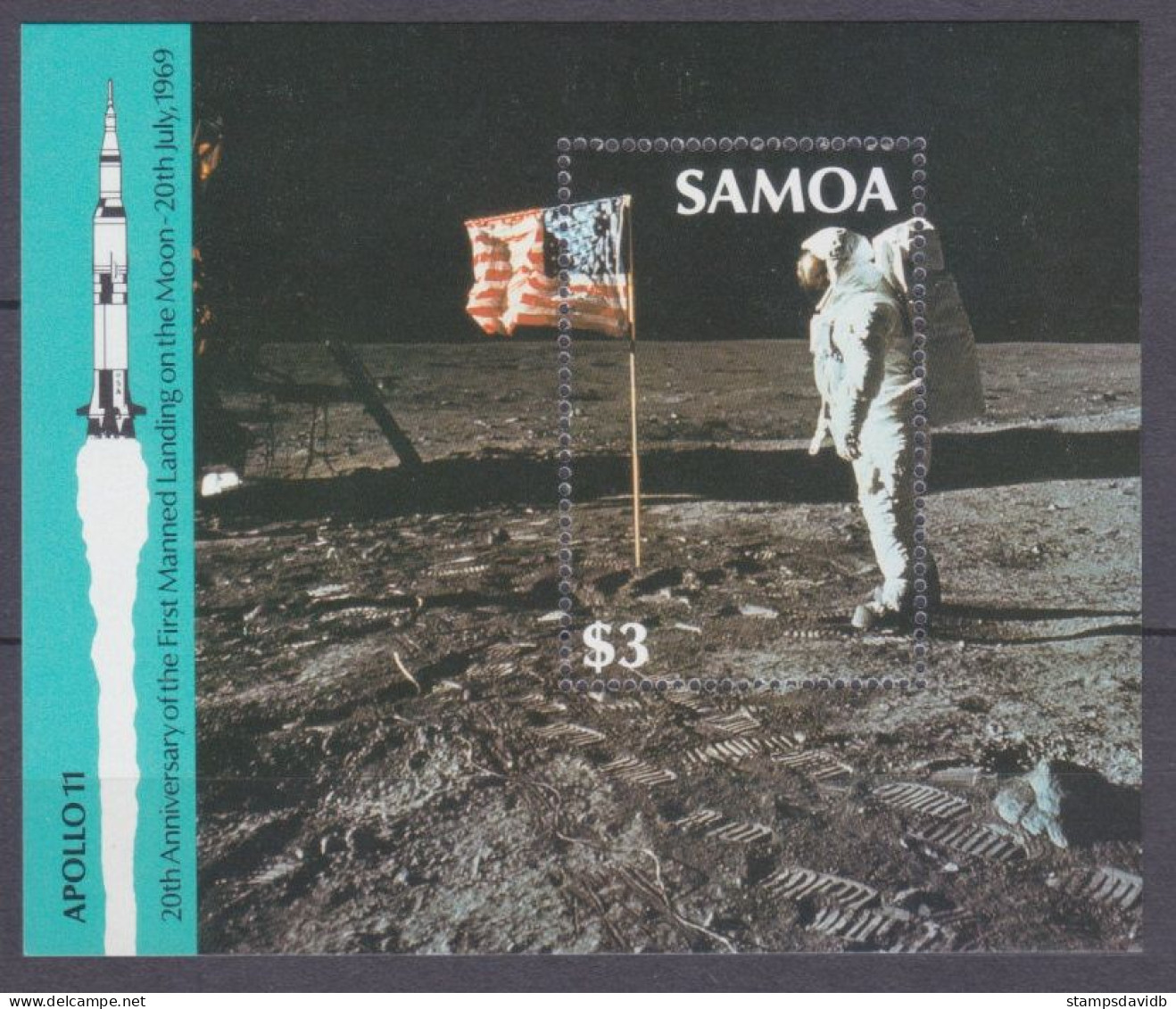 1989 Samoa 689/B46 25 Years Of Apollo 11 Moon Landing - Ozeanien
