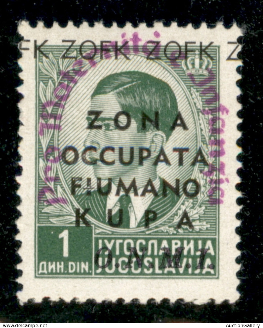 Occupazioni II Guerra Mondiale - Zona Fiumano Kupa - 1941 - 1 Din (37 E) - ZOFK In Basso - Gomma Originale - Otros & Sin Clasificación