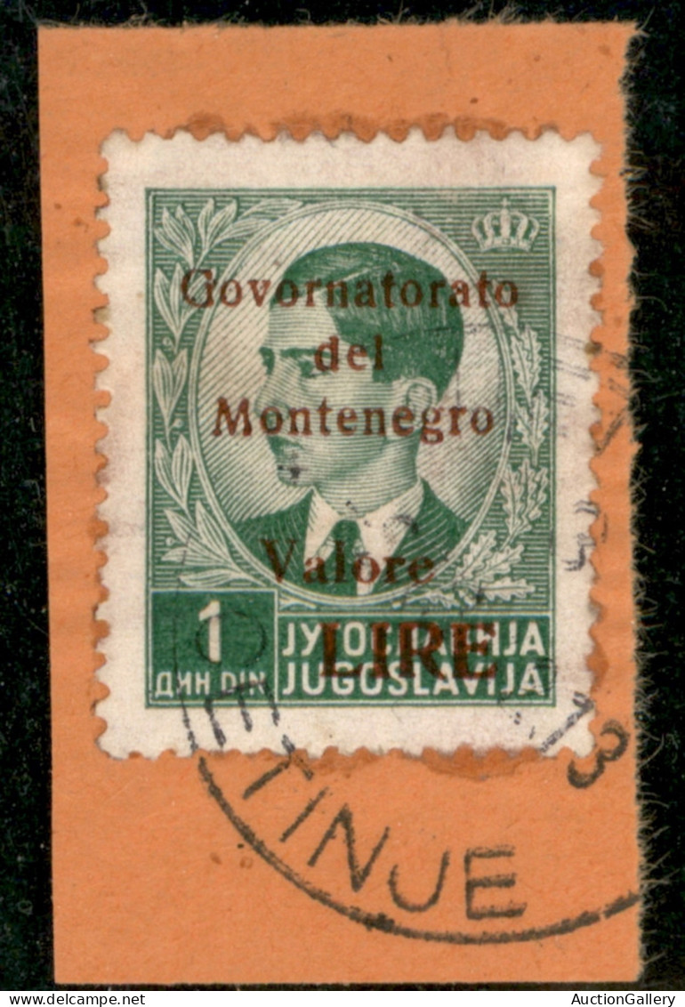 Occupazioni II Guerra Mondiale - Montenegro - 1942 - Lire Su 1 Din (50b) - Errore Tipografico "Govornatorato" - Usato Su - Sonstige & Ohne Zuordnung