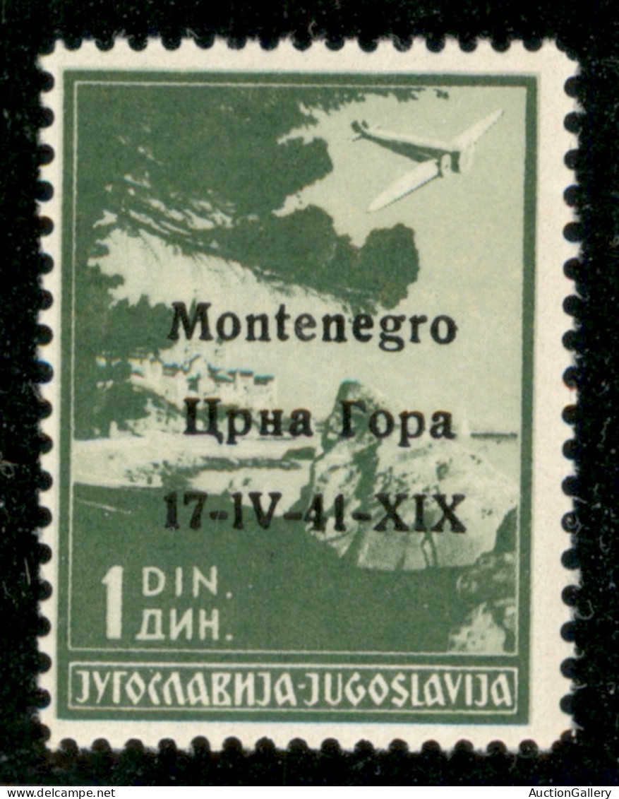 Occupazioni II Guerra Mondiale - Montenegro - 1941 - 1 Din Posta Aerea (2 Varietà I) - Errore 1V - Gomma Integra - Non C - Otros & Sin Clasificación