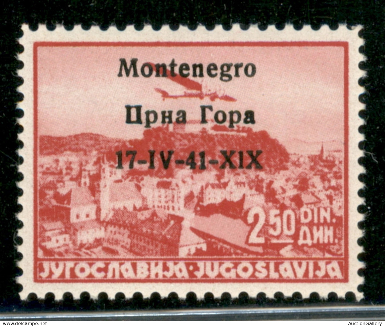 Occupazioni II Guerra Mondiale - Montenegro - 1941 - 2,50 Din Posta Aerea (4 G) - Errore X1X - Gomma Integra - Autres & Non Classés