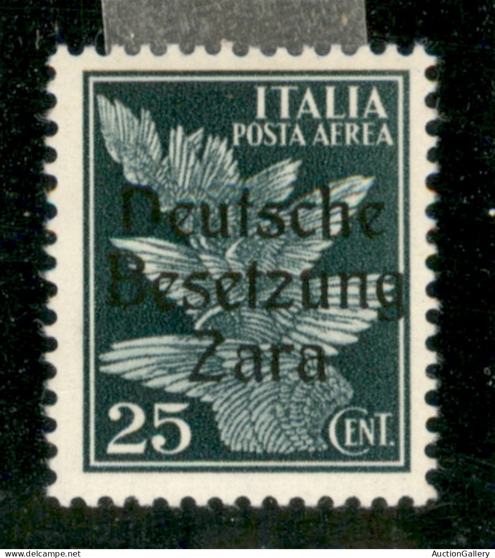 Occupazioni Straniere Di Territori Italiani - Occupazione Tedesca - Zara - 1943 - 25 Cent Posta Aerea (1/III) - Gomma Or - Autres & Non Classés