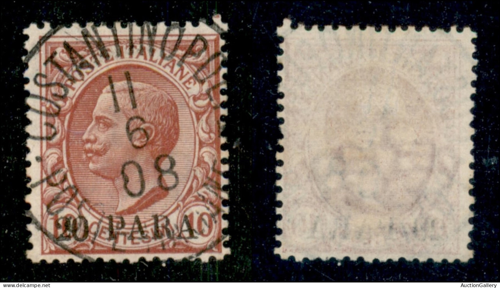 Uffici Postali All'Estero - Levante - Costantinopoli - 1908 - 20 Para Su 10 Cent Leoni (9) Usato (100) - Sonstige & Ohne Zuordnung
