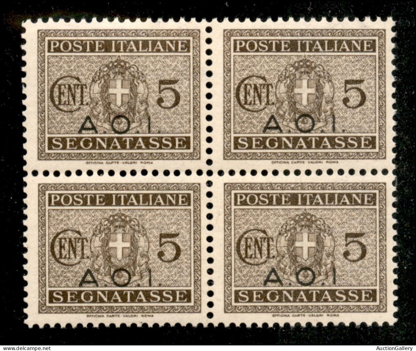 Colonie - Africa Orientale Italiana - 1939 - 5 Cent Segnatasse (1 + 1a) In Quartina - Senza Punto Dopo I (pos. 100) - Go - Other & Unclassified
