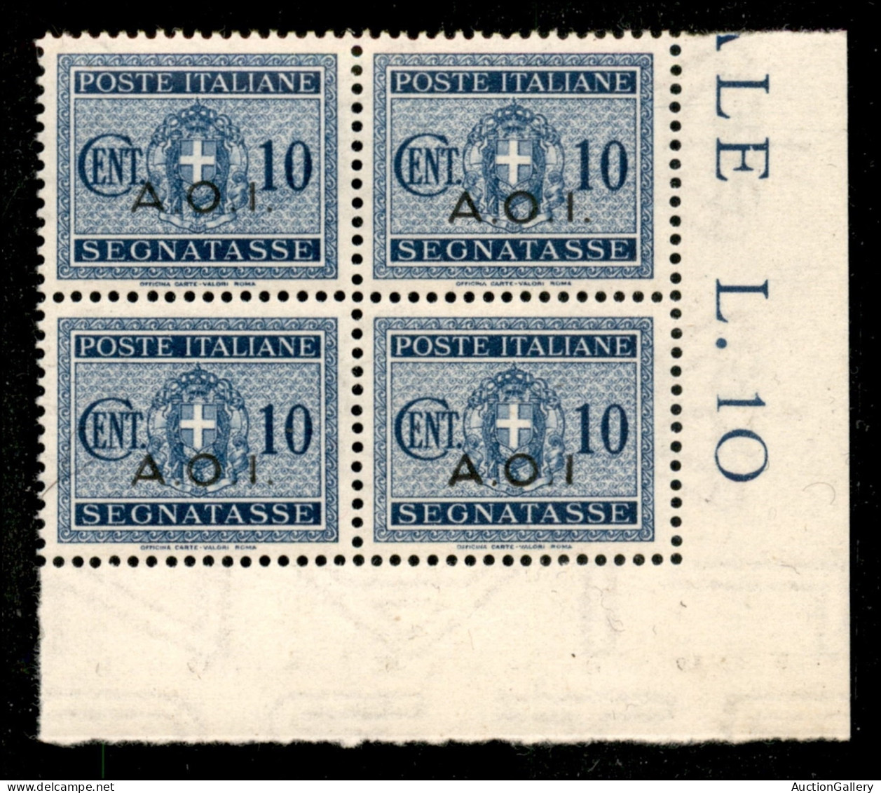 Colonie - Africa Orientale Italiana - 1939 - 10 Cent Segnatasse (2 + 2a) - Quartina Angolare - Senza Punto Dopo I (pos.  - Sonstige & Ohne Zuordnung
