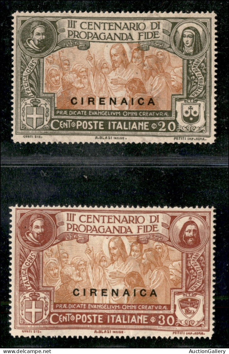 Colonie - Cirenaica - 1923 - Propaganda Fide - Ritocchi - 20 Cent (1a) Gomma Integra + 30 Cent (2a) Traccia Di Linguella - Autres & Non Classés