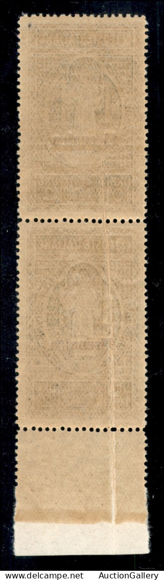 Colonie - Cirenaica - 1929 - 10 Lire Montecassino (59 - Varietà) - Coppia Verticale Bordo Foglio Con Piega Naturale Di C - Other & Unclassified