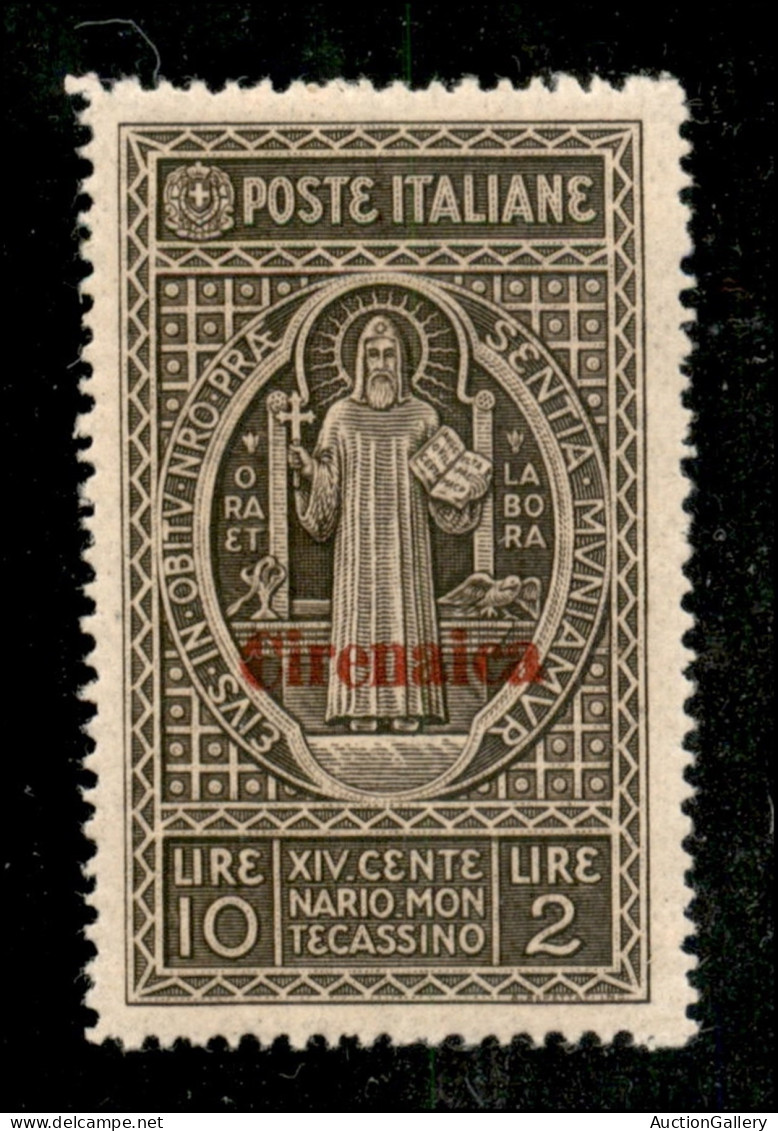 Colonie - Cirenaica - 1929 - 10 Lire Montecassino (59a) - Carta Sottile - Gomma Integra - A. Diena - Andere & Zonder Classificatie