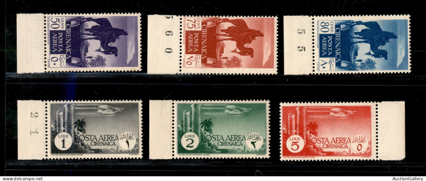 Colonie - Cirenaica - 1932 - Posta Aerea (6/11) - Serie Completa - Gomma Integra Con Bande Brune - Autres & Non Classés