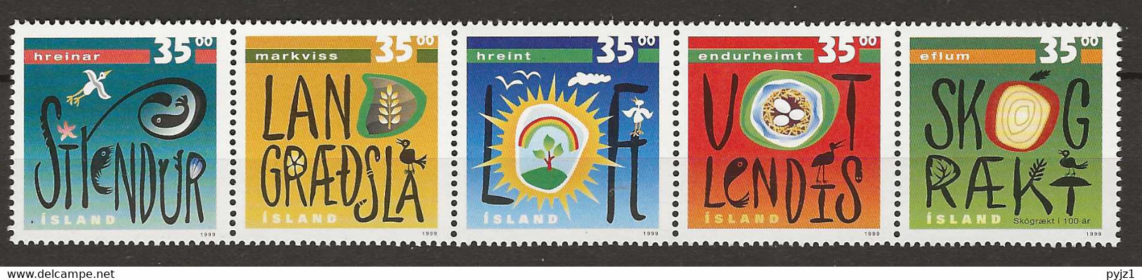 1999 MNH Iceland, Michel 919-23 Postfris** - Nuovi