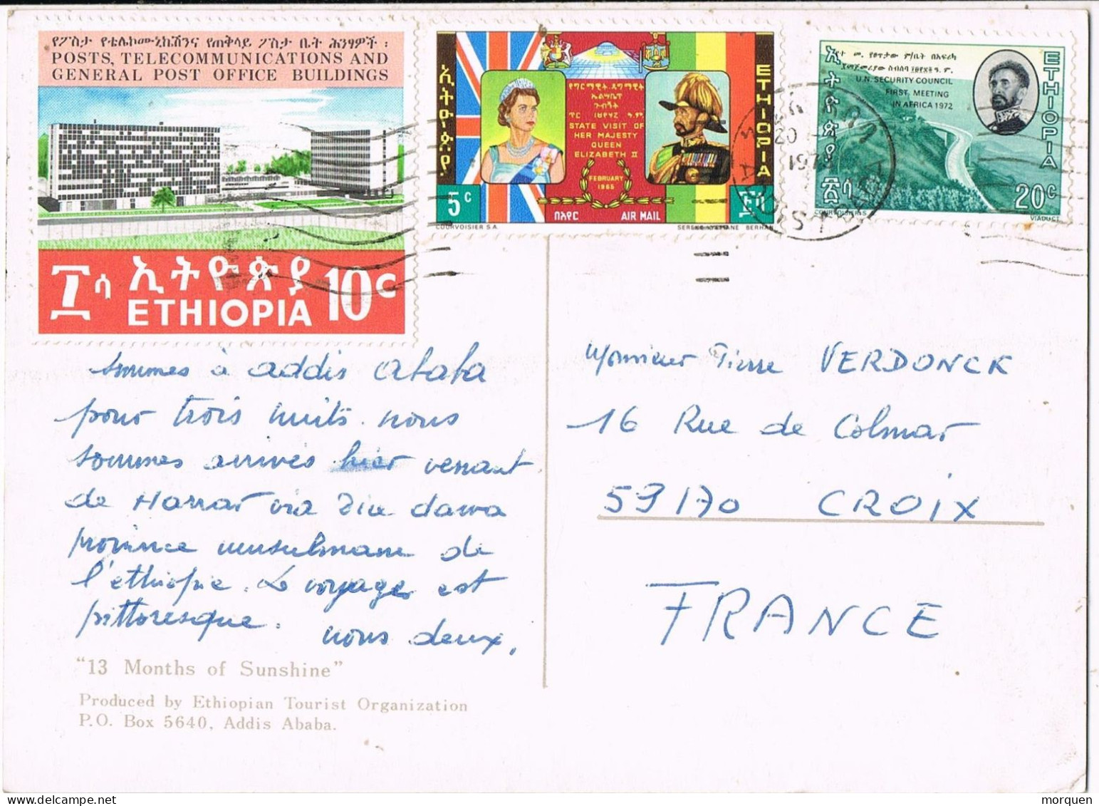 54723. Carta Aerea ADDIS ABABA (Etiopia) 1973. Selassie And Queen Elisabeth Stamp. Mujer Etiope - Etiopia