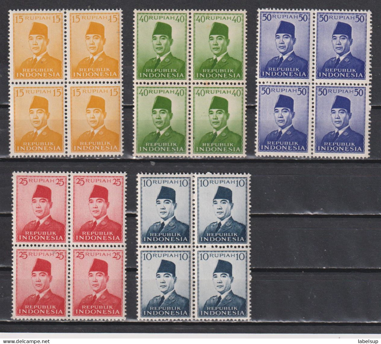 Lot De Timbres Neufs** D'Indonésie Blocs De 4 De 1951 1953  MNH - Indonesia