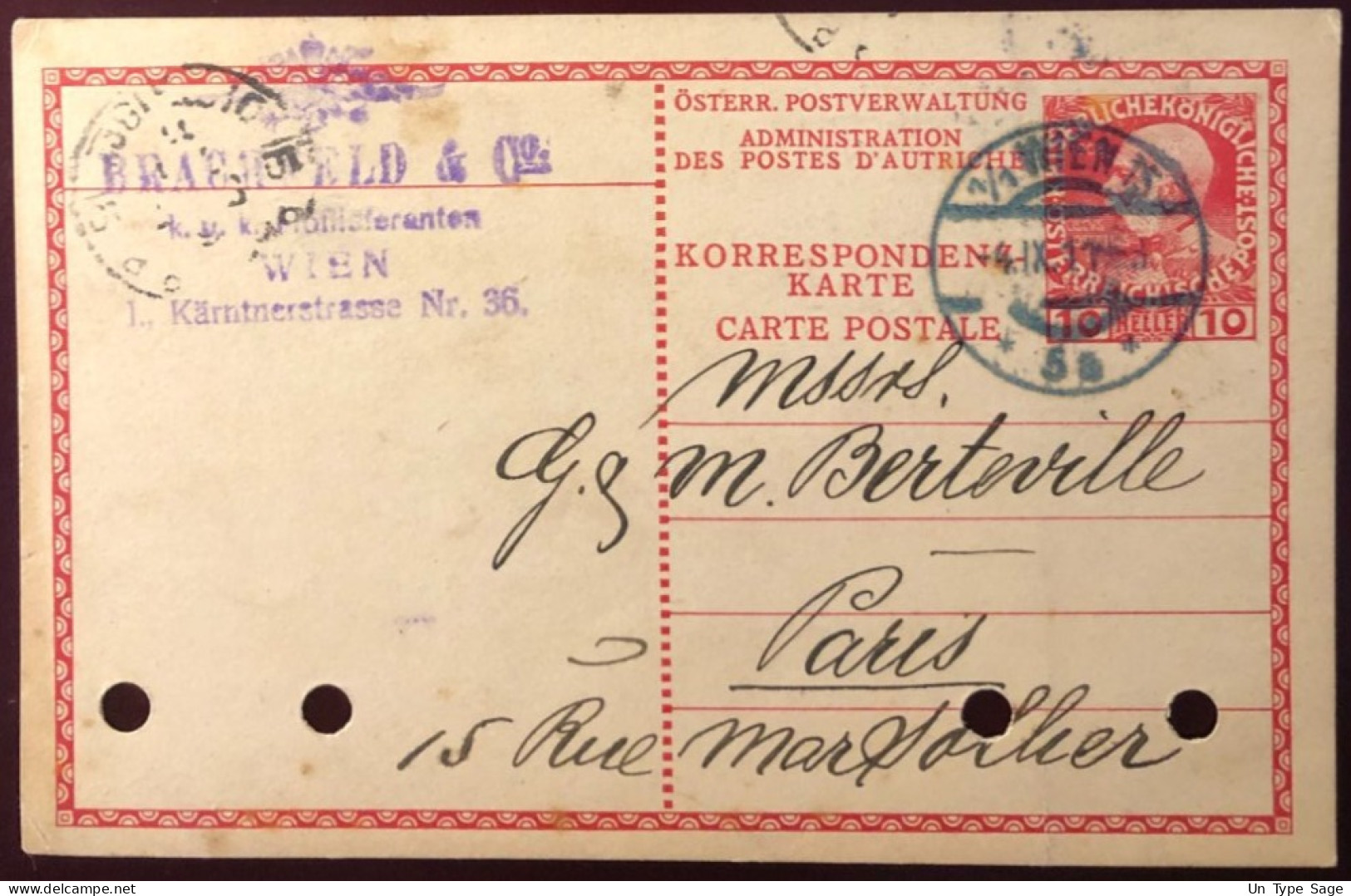 Autriche, Entier Carte - De VIENNE 4.9.1911 - (N398) - Postkarten
